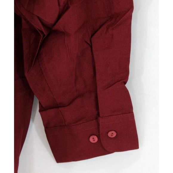 Zoom Focus Collection Mexican Western Embroidered Maroon Shirt Sz Large 16 New - Picture 6 of 14